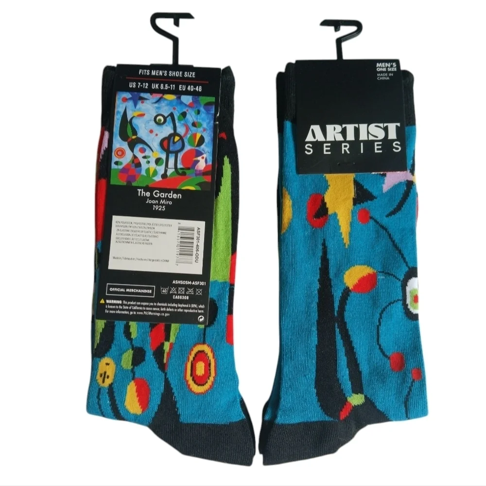 Unisex Colorful Socks Artist Series - The Garden by Joan Miro 1930's Art Deco